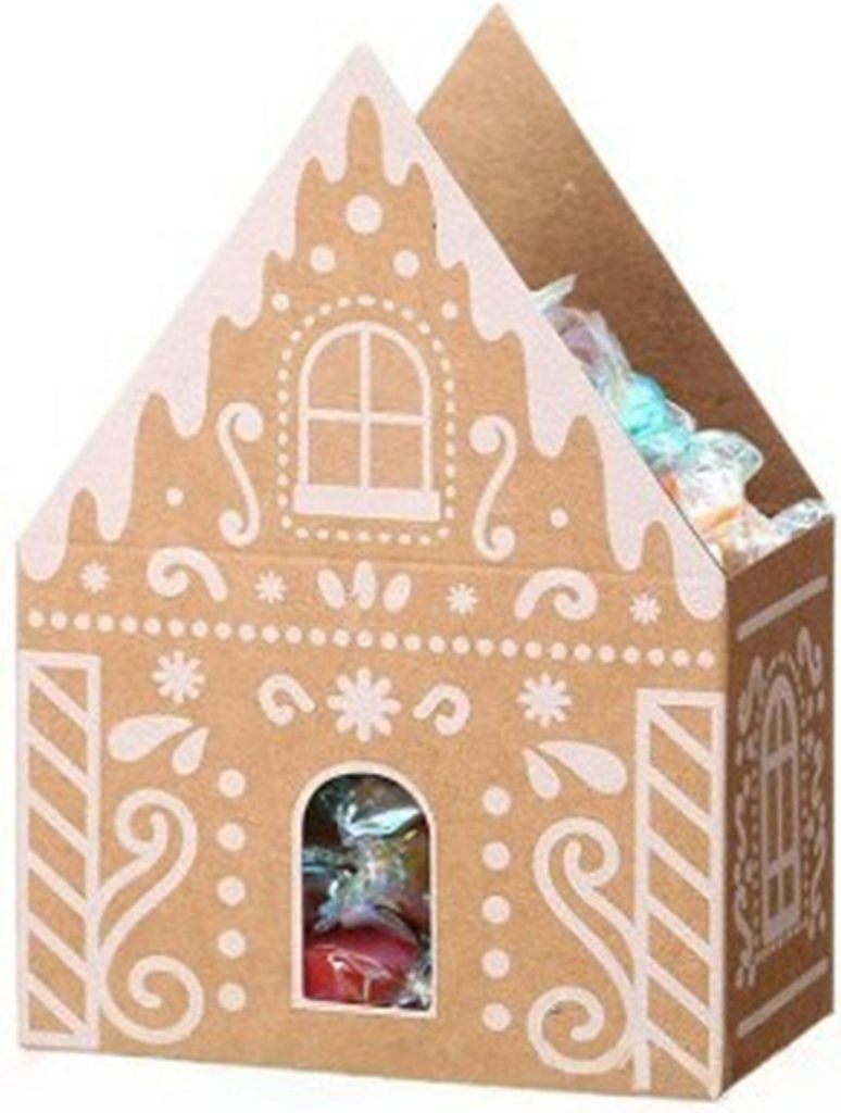Weihnachtsgeschenkbox in Lebkuchenhausform, kleine Weihnachtssüßigkeitenboxen für Kekse, Pralinen und Leckereien, 3D-Papierbox in Hausform für ...