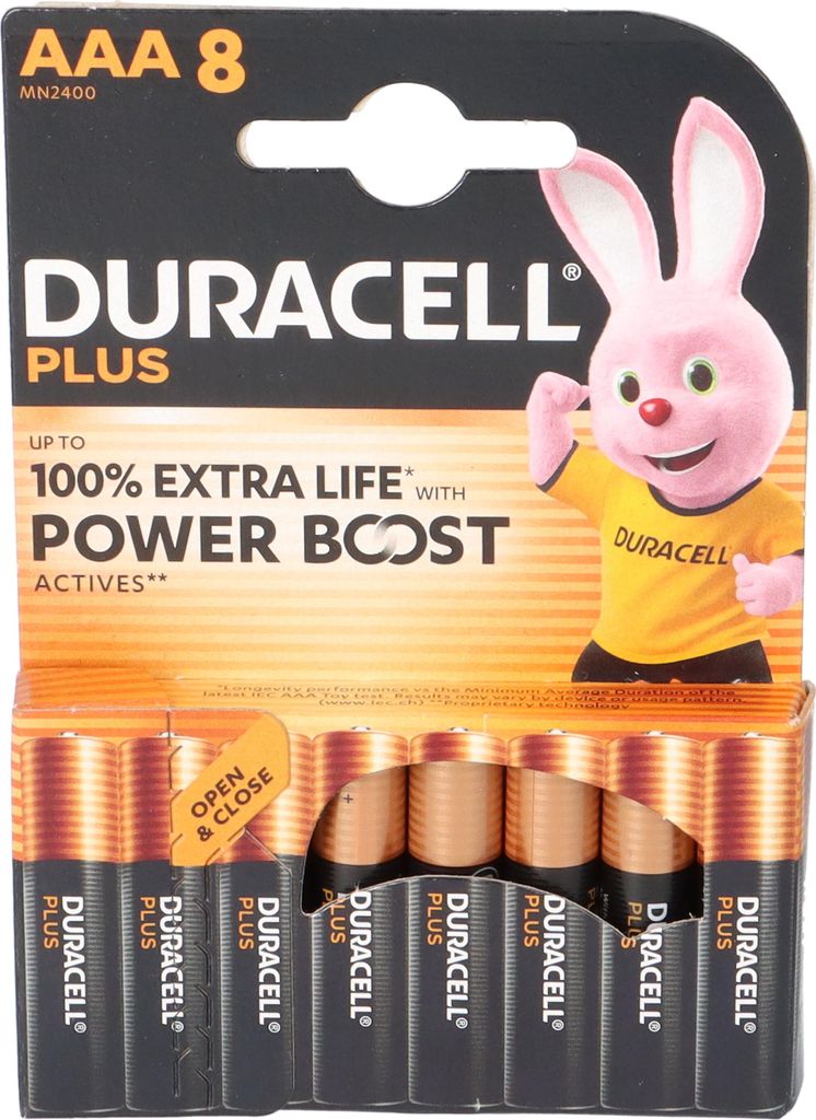 Duracell Plus, Einwegbatterie, AAA, Alkali, 1,5 V, 8 Stück(e), Schwarz, Gold
