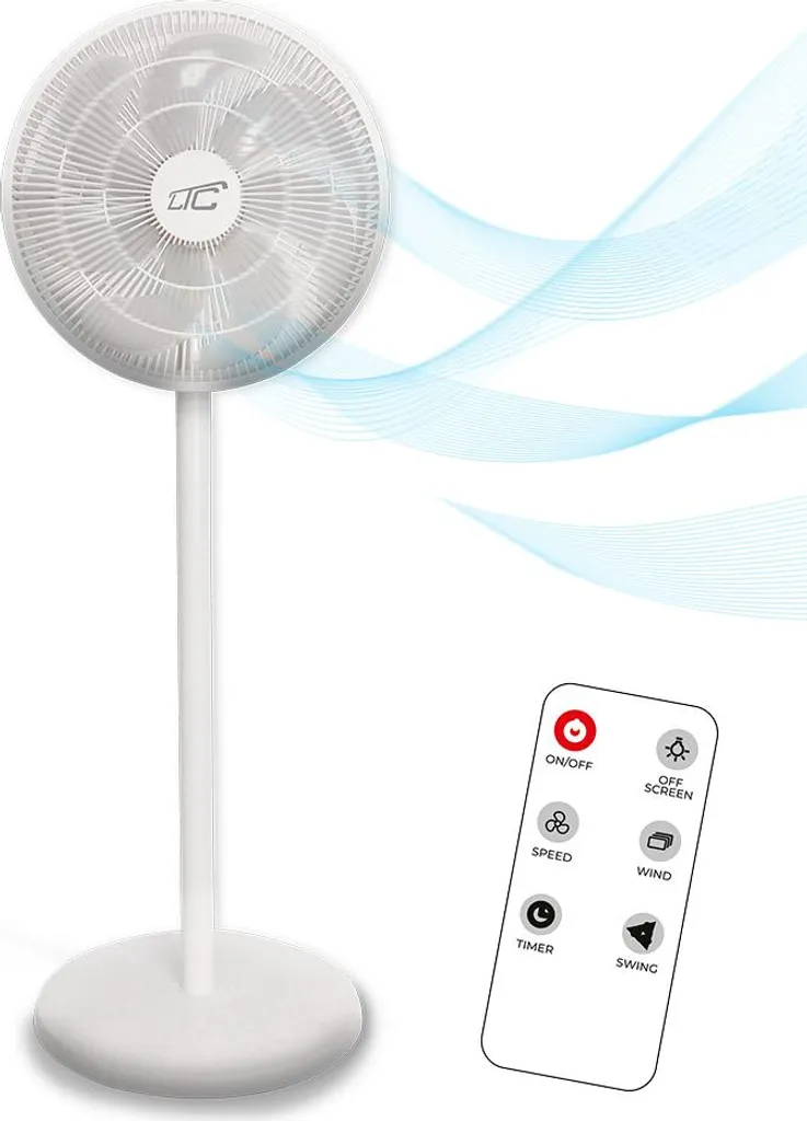 Ventilateur sur pied 14 pouces 55W avec télécommande et écran digital