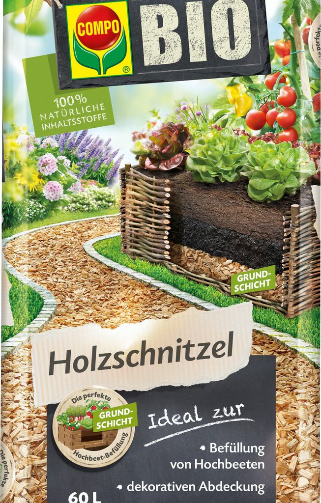 Holzhackschnitzel COMPO Holzschnitzel 60 L als 1.Schicht