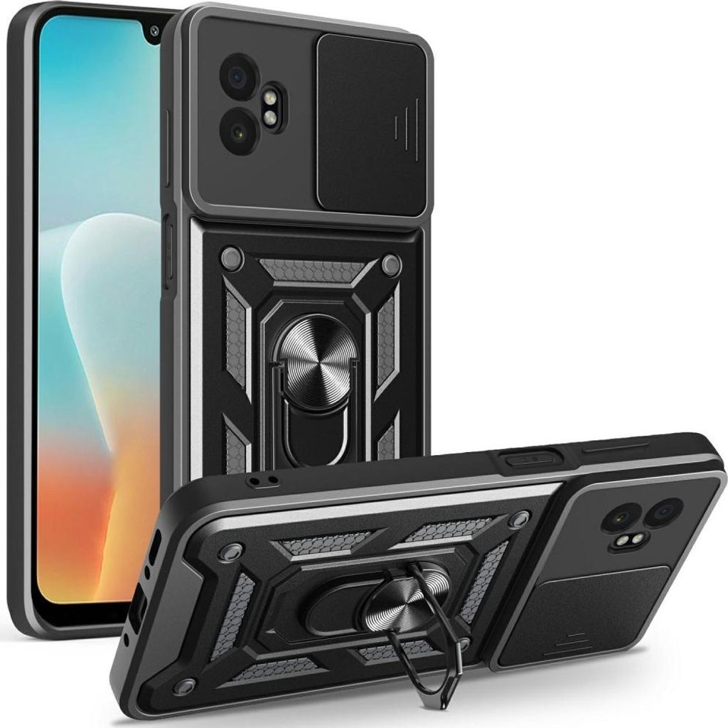 Samsung Galaxy Xcover 7 Pro Hülle - Coverup Armor Ring Ständer Back Cover mit Kamera Schutz - Schwarz