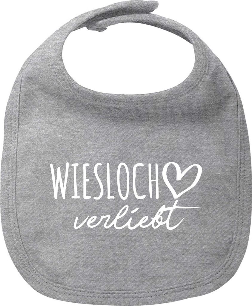 Huuraa Baby Lätzchen Wiesloch verliebt Heather Grey Klettverschluss Baumwolle Latz Geschenkidee