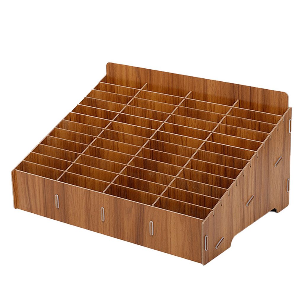 Multifunktionale Holzaufbewahrungsbox mit mehreren Fächern, Schreibtisch Organizer für Handys, Kabel und Dokumente, ideal zur Ordnung und Aufbewa...