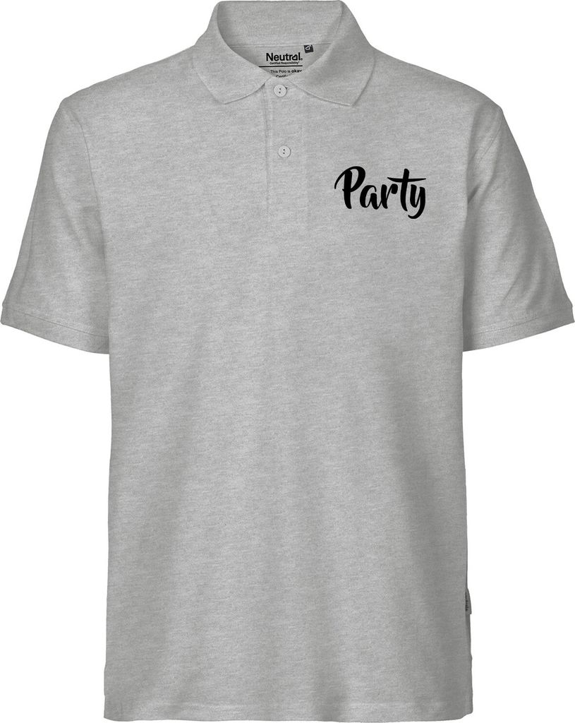 Huuraa Herren Polo Shirt Party Schriftzug XXL Sport Grey Bio Baumwolle Fairtrade Poloshirt Geschenkidee