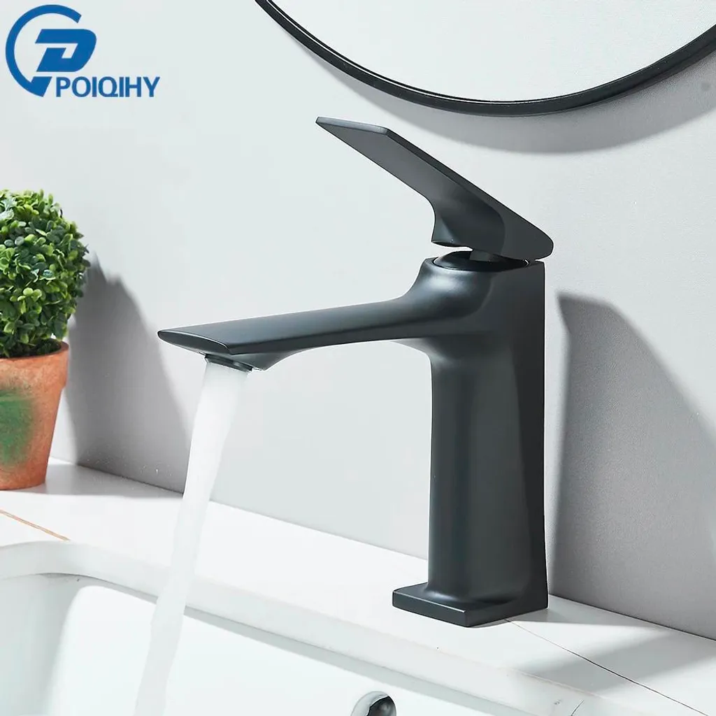Miscelatore Lavabo Soffitto Nero - Design Minimalista Monocomando - 2