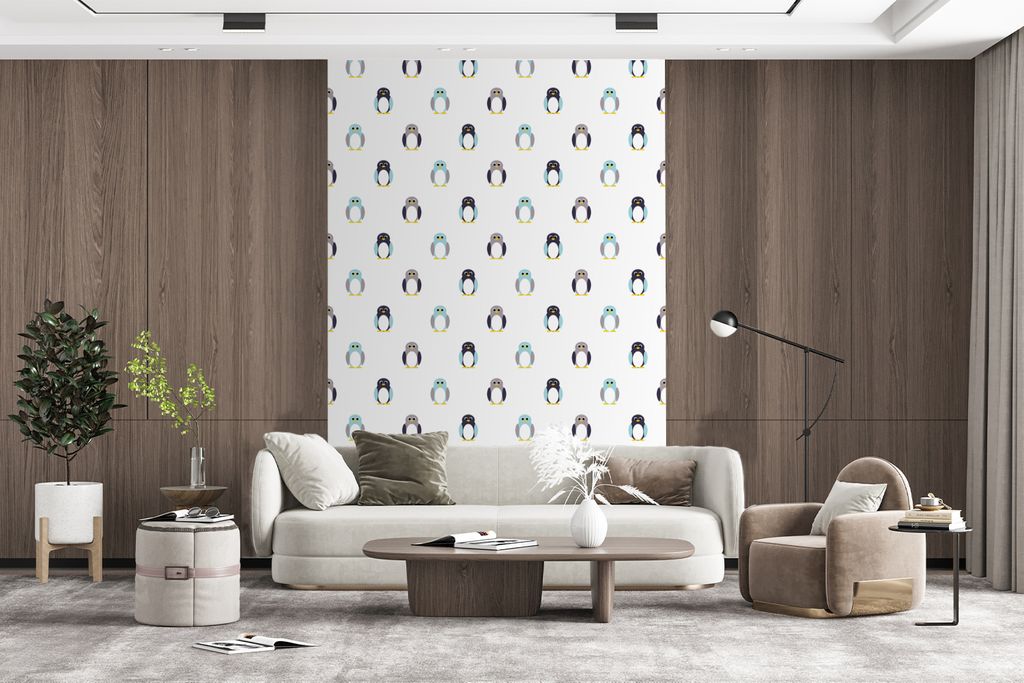 MuchoWow Fototapete für Wohnzimmer oder Schlafzimmer Wandtapete Vinyl Motivtapete Gestaltung - Tiere - Pinguin - 155x240 cm - Tapete