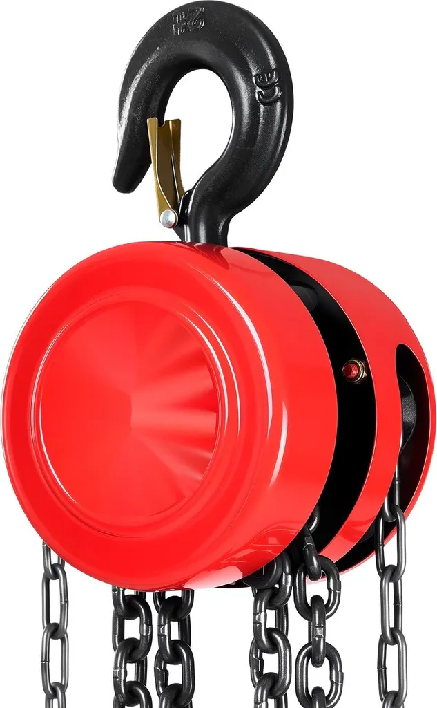 Palan à chaîne manuel 2 tonnes avec chaîne G70 de 3m - Version rouge pro - 9
