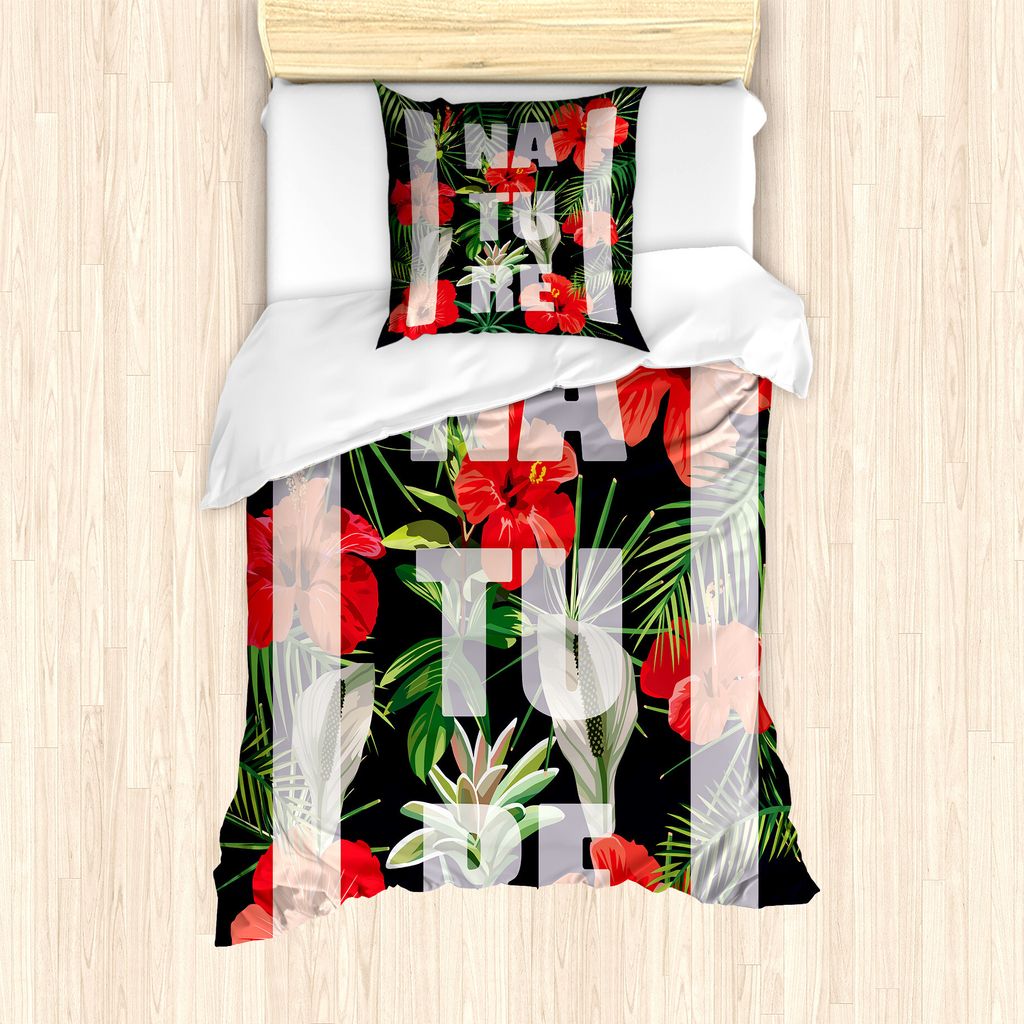 ABAKUHAUS Urwald Bettbezug Set für Einzelbetten, Exotische Düfte Hibiscus, Milbensicher Allergiker geeignet mit Kissenbezug, 135 cm x 200 cm - 80...
