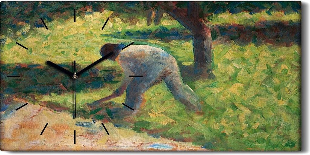 Wanduhr Bürouhr Leinwand Bild Geräuschlos Kunstdruck 60x30 Bauer mit Hacke - schwarze Hände