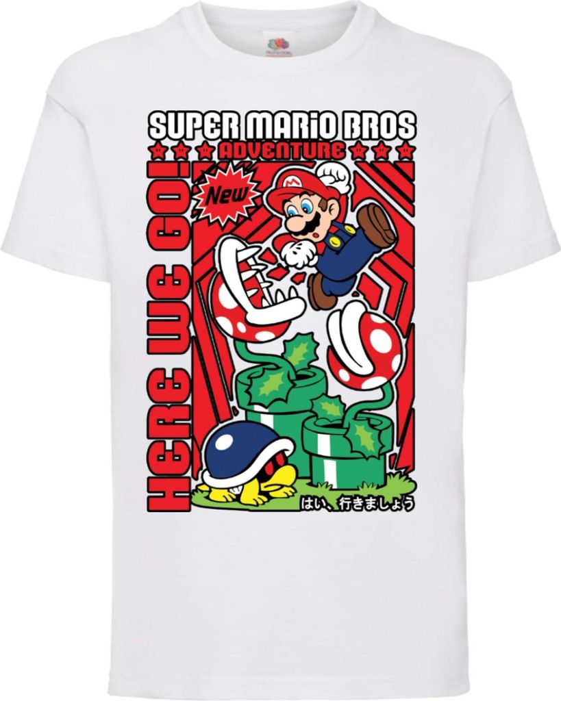 Kinder T-Shirt Game Mario Fun Bros, 3-4 Jahr - 104 / Weiß