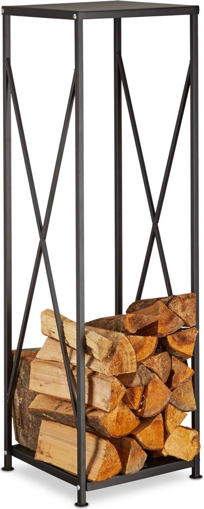 relaxdays Kaminholzregal 10022303_0 schwarz 34,0 x 34,0 x Produktbild 