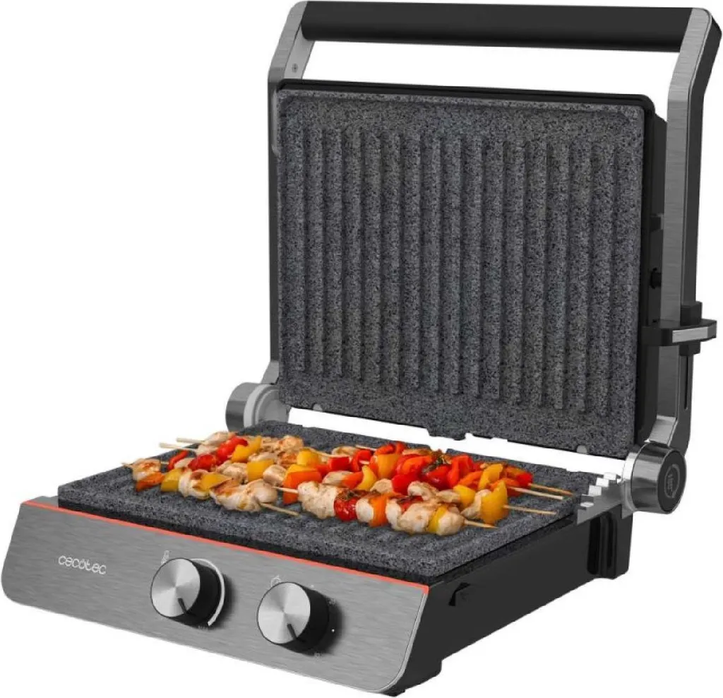 Gril Électrique de Table Multifonction 2200W - Plancha et Presse à Panini Inox - 7