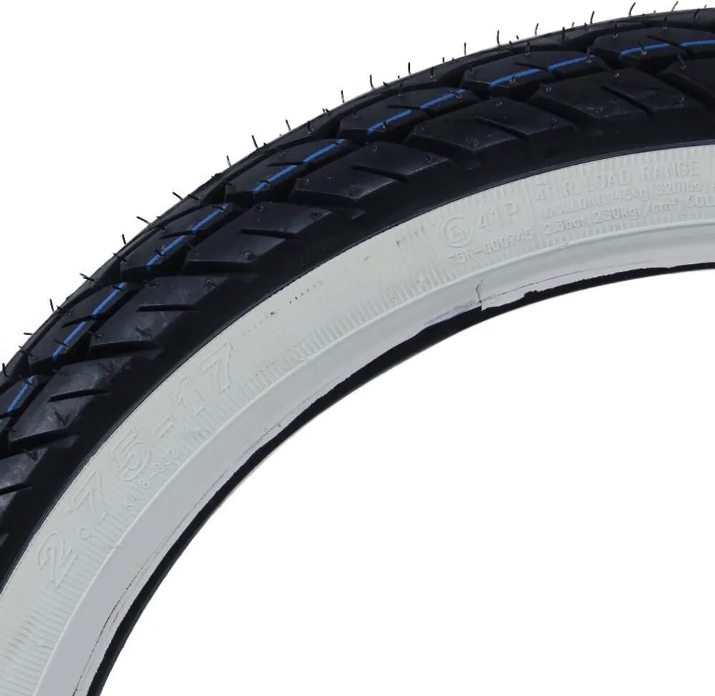 Kit Pneus 2.75-17 Kenda K418 Blancs pour Réparer Crevaison et Usure Moto