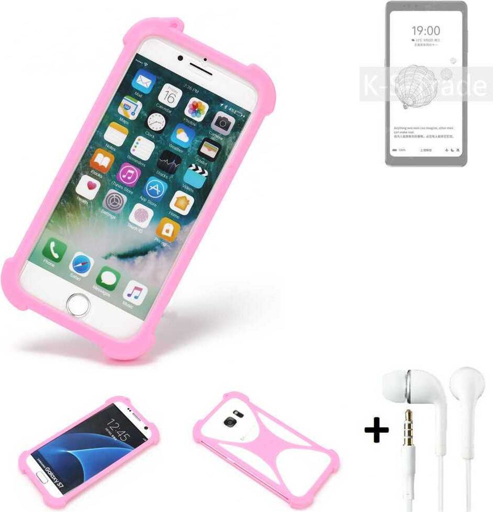K-S-Trade Bumper + Kopfhörer kompatibel mit HiSense A9 Handy Hülle Schutzhülle Silikon Schutz Hülle Cover Case Silikoncase Silikonbumper TPU
