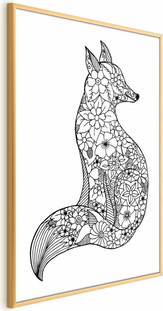 Poster Volpe Fiorita 40x60 Oro - Un Bosco Incantato in Casa Tua