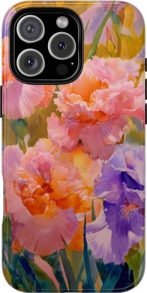 Aquarell-Blumenpracht in Pink und Lila – Hülle Kompatibel mit iPhone 16 Pro Max