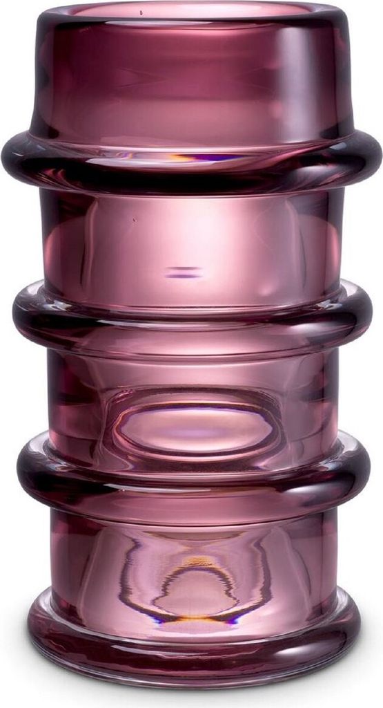 Casa Padrino Luxus Glas Vase Pink Ø 16 x H. 29,5 cm - Mundgeblasene Blumenvase - Runde Deko Blumenvase - Deko Accessoires - Deko Glas Vasen - Luxu...