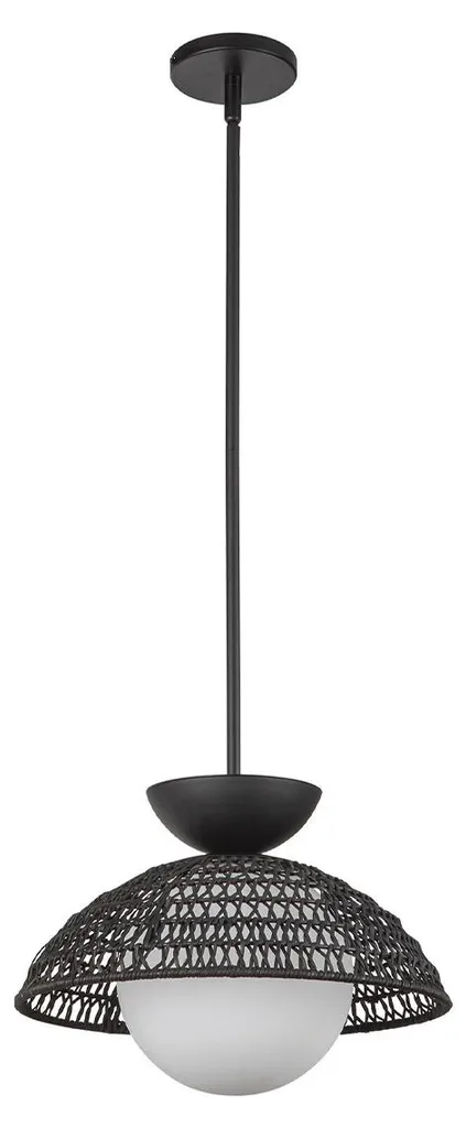 Suspension Elstead Perth E27 Verre Opalin et Noir Mat pour Salon Chic