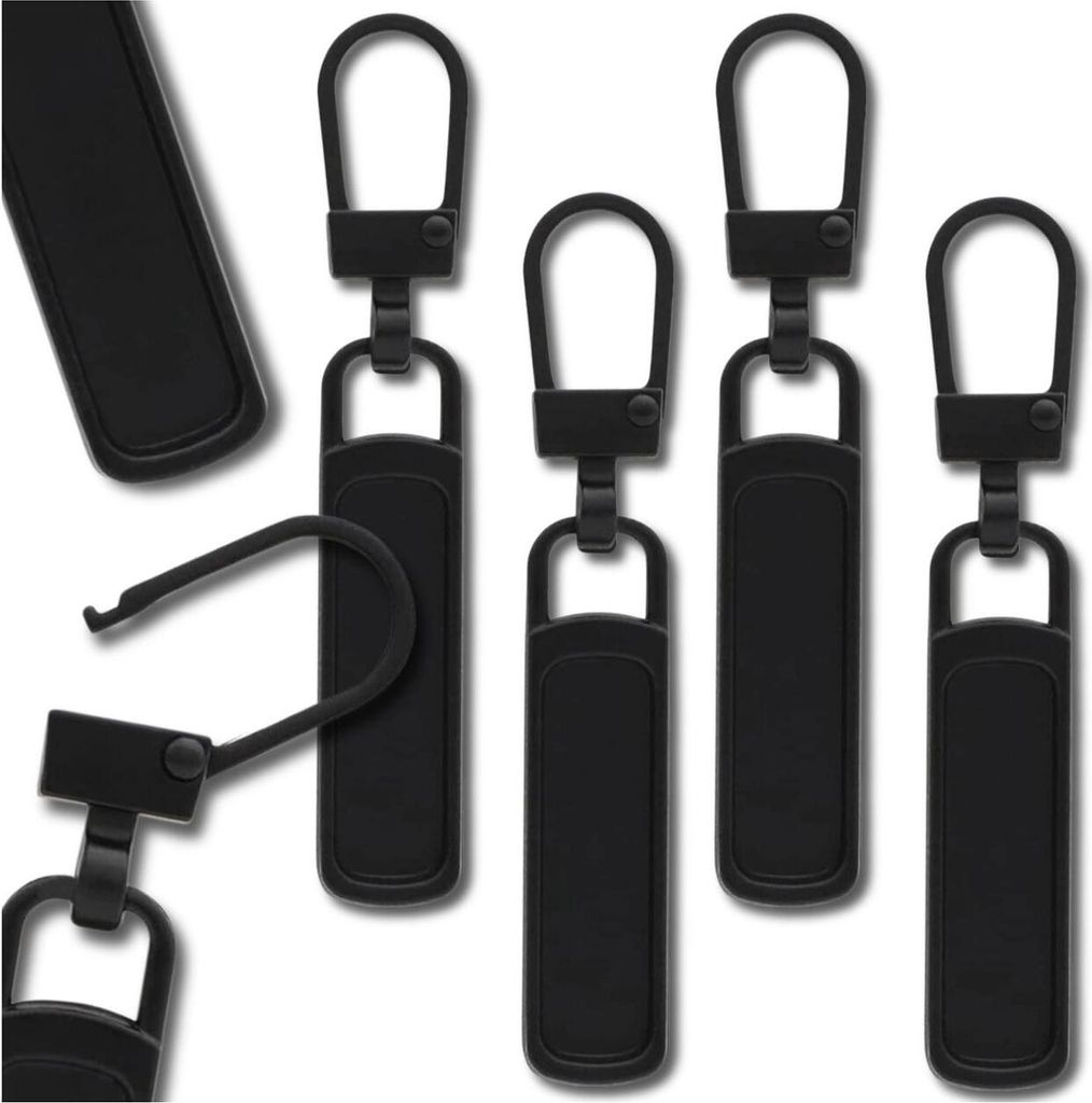 Set Reißverschlussanhänger aus Metall, 5 Stück, schwarz Produktbild 