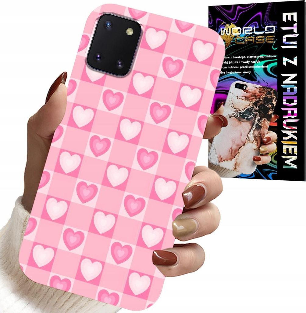 Gehäuse Für Samsung Galaxy A81 - Herzen Karo Rosa Gehäuse + Glas