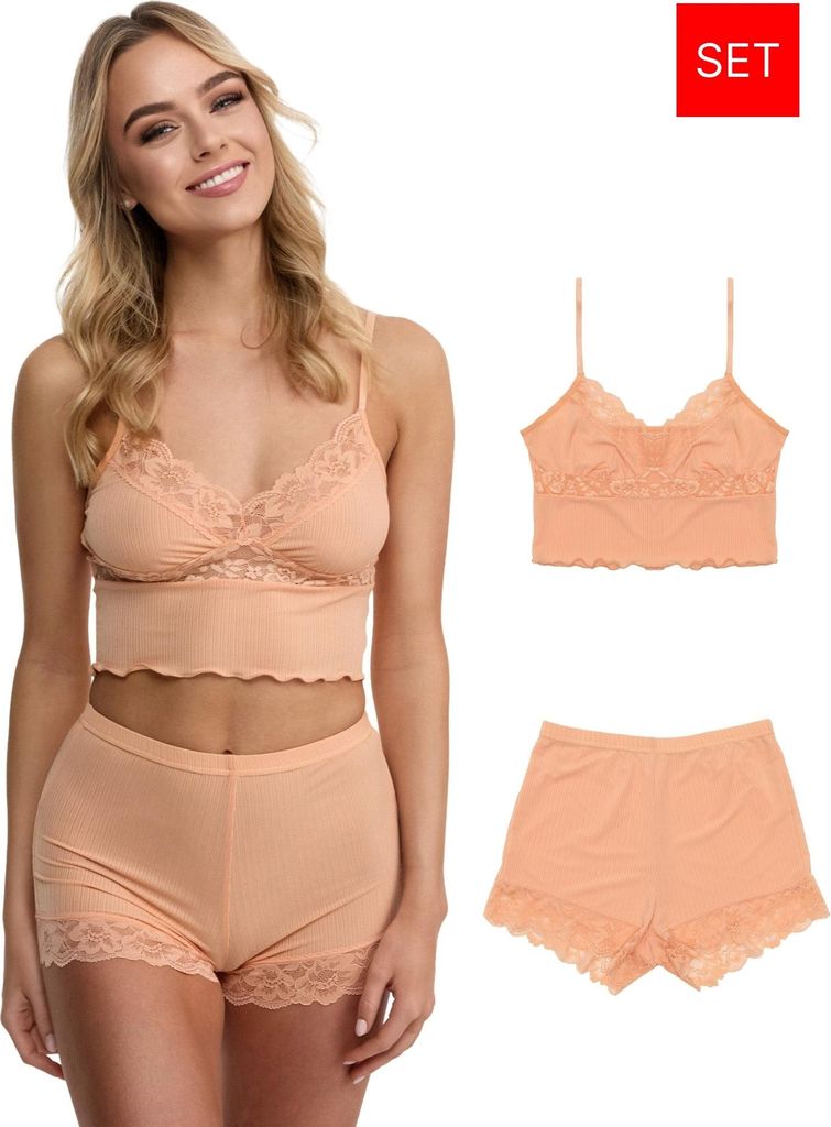 Tazzio Damen Nachtwäsche-Set F921 (Orange, XS)