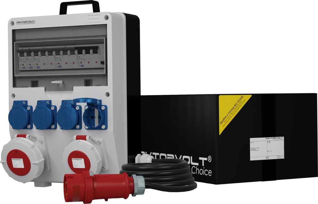 Stromverteiler TD-S/FI 32A 16A 4x230V IP54 SKH Kabel 5x4mm2 Doktorvolt 9733