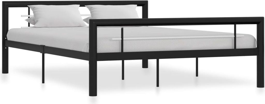 vidaXL Bettgestell Schwarz und Weiß Metall 120x200 cm - Bettgestell - Bettgestelle - Bettrahmen - Doppelbett