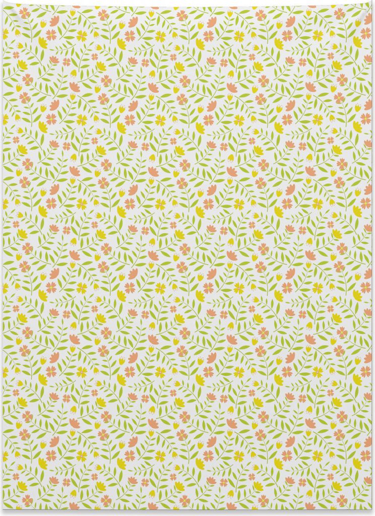 Abakuhaus Abstrakt Wandteppich, Tiny Twiggy Tulip Blumen aus Weiches Mikrofaser Stoff Kein Verblassen Klare Farben Waschbar, 110 x 150 cm, Gelb Gr...