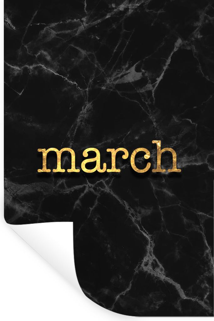 MuchoWow Wandtattoo Wandsticker Wandaufkleber Zitat - Kalender - März - Gold 60x90 cm Selbstklebend und Repositionierbar - Sticker - Dekorfolie