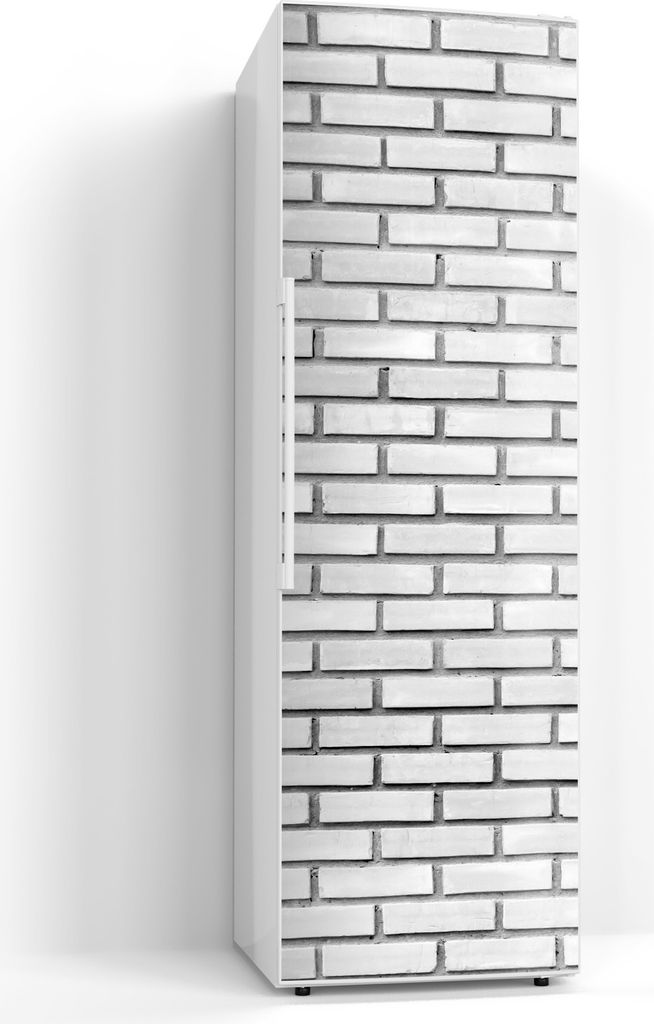 DEQORI Magnetmatte Kühlschrank beschreibbar 60x190 cm 'Weißes Ziegelwerk' Magnetfolie