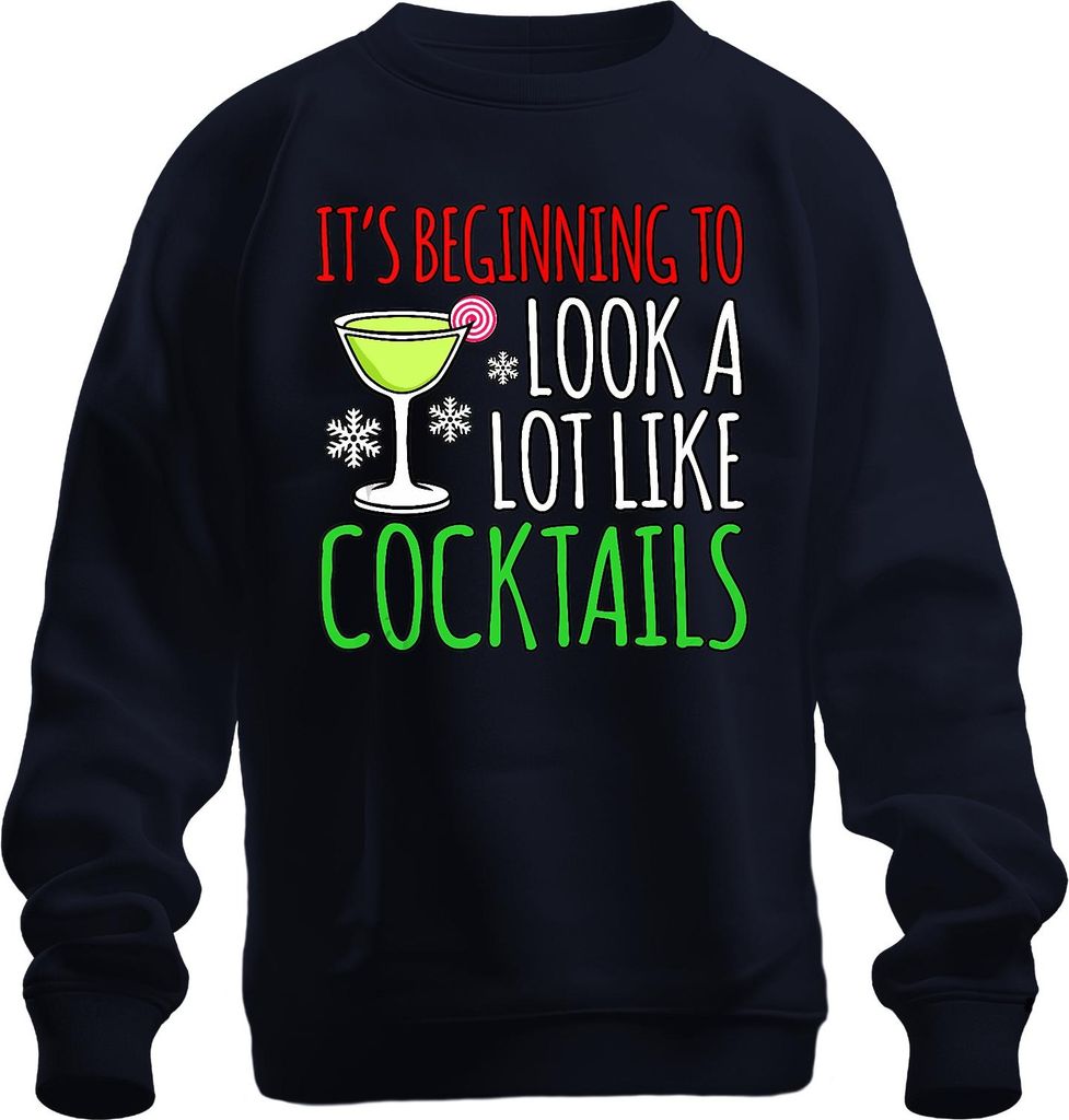 It's Beginning To Look Like Cocktails Weihnachten Party Geschenk Uni Sweatshirt Pullover, Navy, L