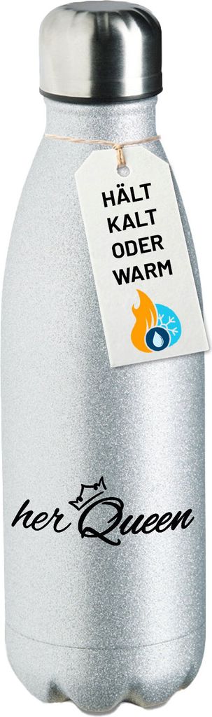 Huuraa Trinkflasche her Queen Krone 500ml Silver Edelstahl Wasserflasche Trinkflasche Geschenkidee