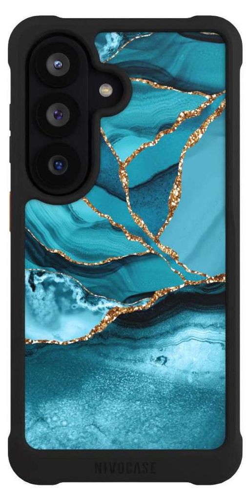 NIVOCASE Hülle für Samsung Galaxy S26 Stoßfeste Handyhülle NIVOmax Case Schwarz Edelstein Glitzer Look Marmor