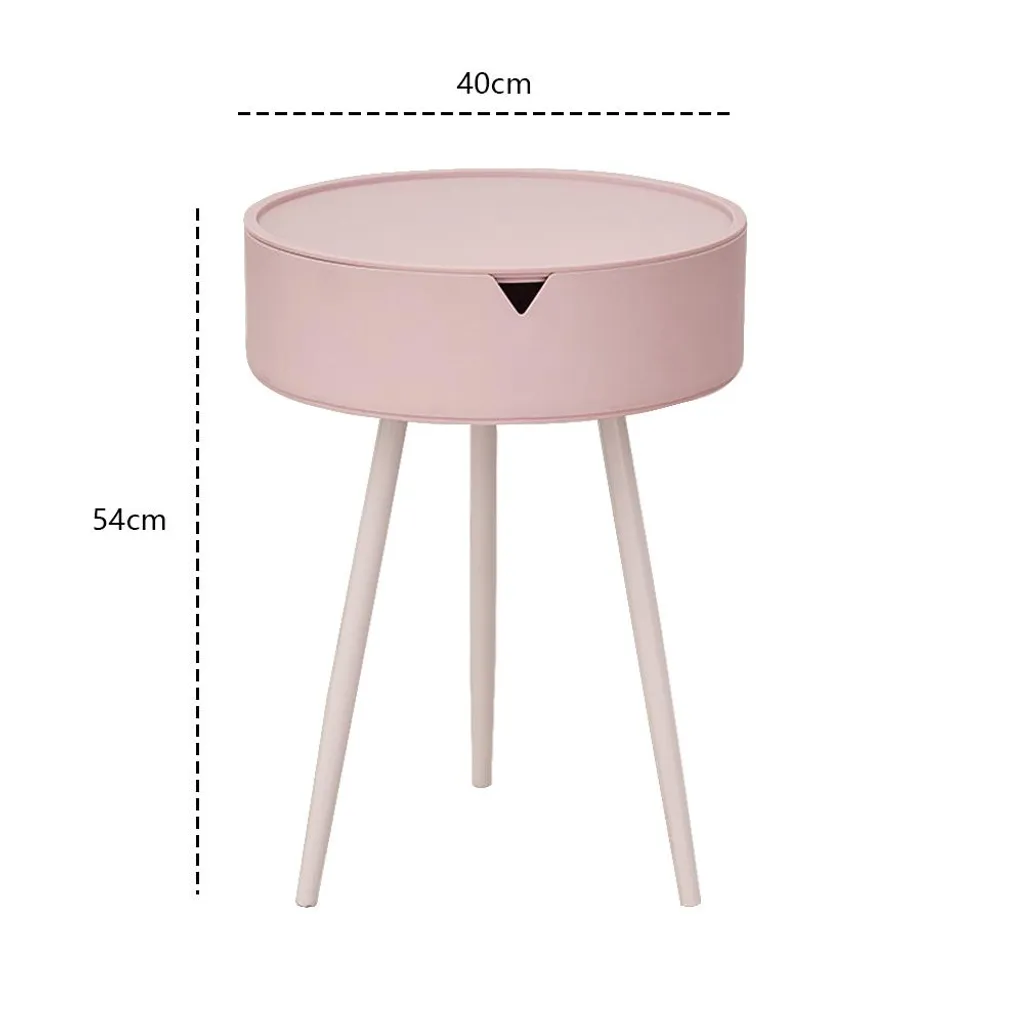 Petite table basse ronde rose pour salon - Guéridon design minimaliste