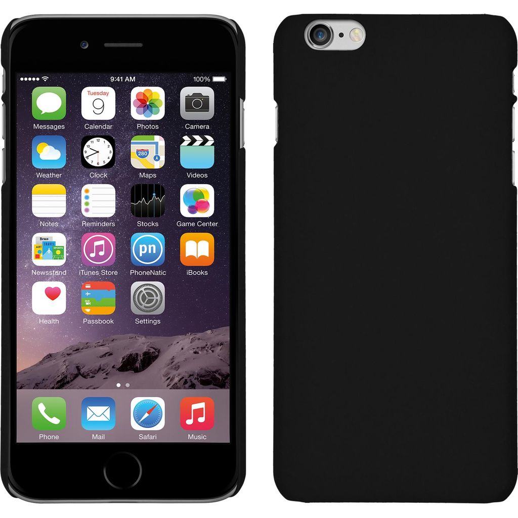 PhoneNatic Case kompatibel mit Apple iPhone 6 Plus / 6s Plus - Hülle schwarz gummiert Hard-case + 2 Schutzfolien
