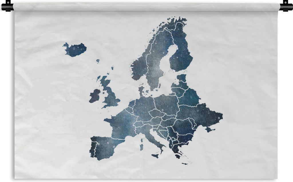 MuchoWow Wandteppich Wandbehang Karte von Europa - Blau - Aquarell 60x40 cm Tapisserie Dekoration Wandtuch - Wanddekorationen