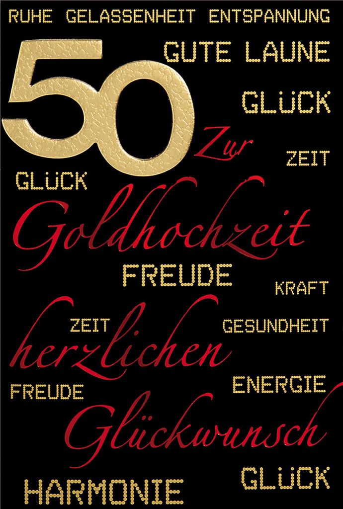 Goldhochzeit - 50. Hochzeitstag - Glückwunschkarte im Format 11,5 x