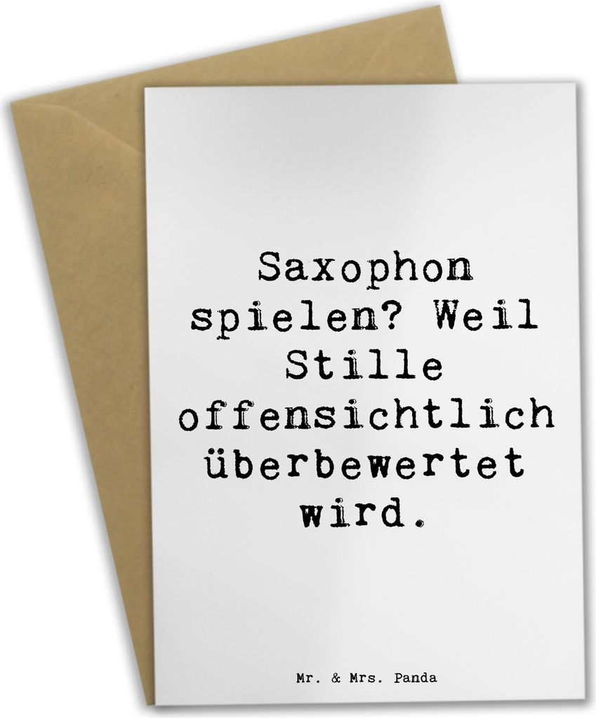 Mr. & Mrs. Panda Grußkarte Spruch Saxophon Leidenschaft - Weiß - Geschenk, hochzeitskarten, Musiker, kommunionskarte, Blues, Musik, Musikinstrume...