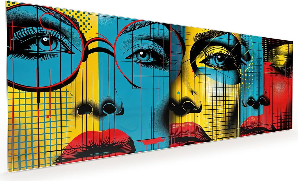 Küchenrückwand Spritzschutz Glas mit Motiv Pop Art Gesichter 40 x 40 cm