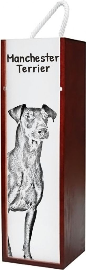 Manchester Terrier - Weinbox mit Hund, Alkoholbox mit Grafik, personalisierte Geschenkbox der Marke Art-Dog