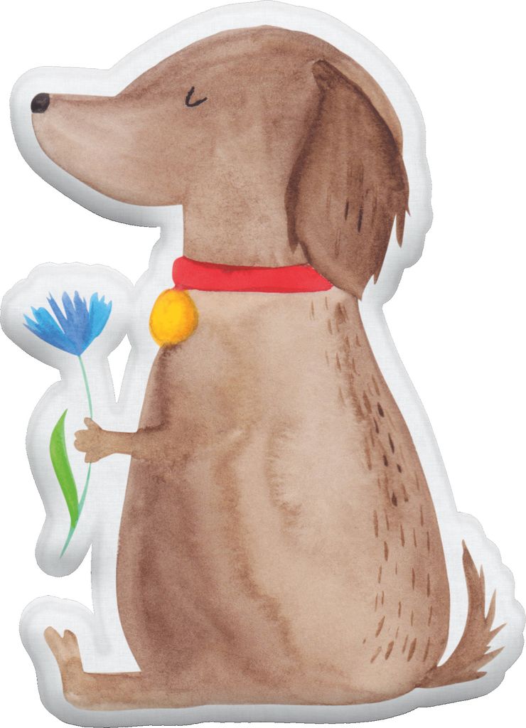 Mr. & Mrs. Panda Plüschtier Kissen Hund Blume 35 cm - Weiß - Geschenk, Kuscheltier, Halsband, Dekokissen, Tierkissen, Hunde, Kuschelkissen, Süß...