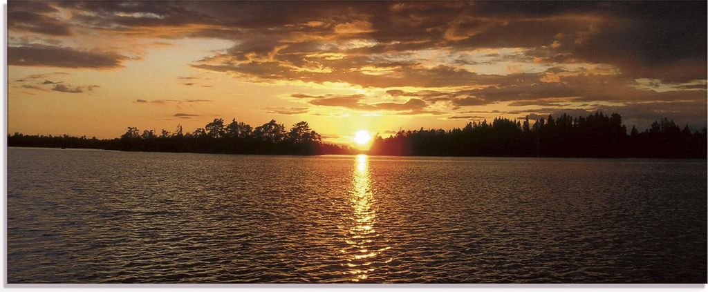 ARTland Glasbild Sonnenuntergang am See Größe: 125x50 cm