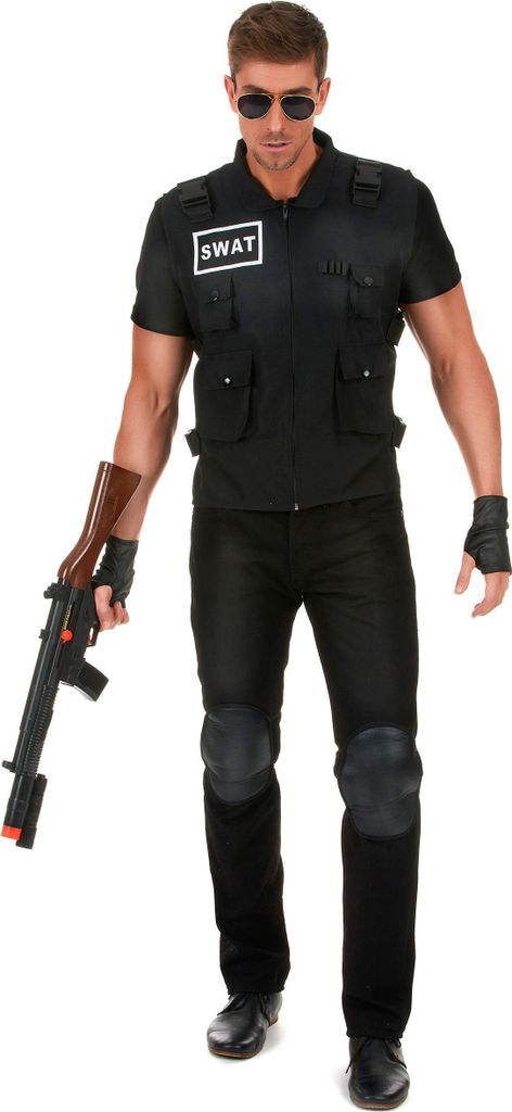 Originelles SWAT Herrenkostüm schwarz - L