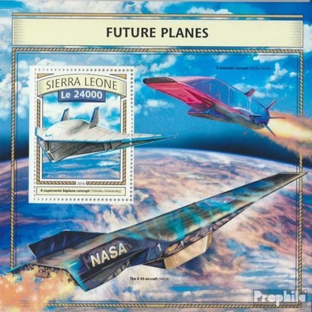 Briefmarken Sierra Leone 2016 Mi Block 1109 (kompl. Ausg.) postfrisch Zukünftige Flugzeuge