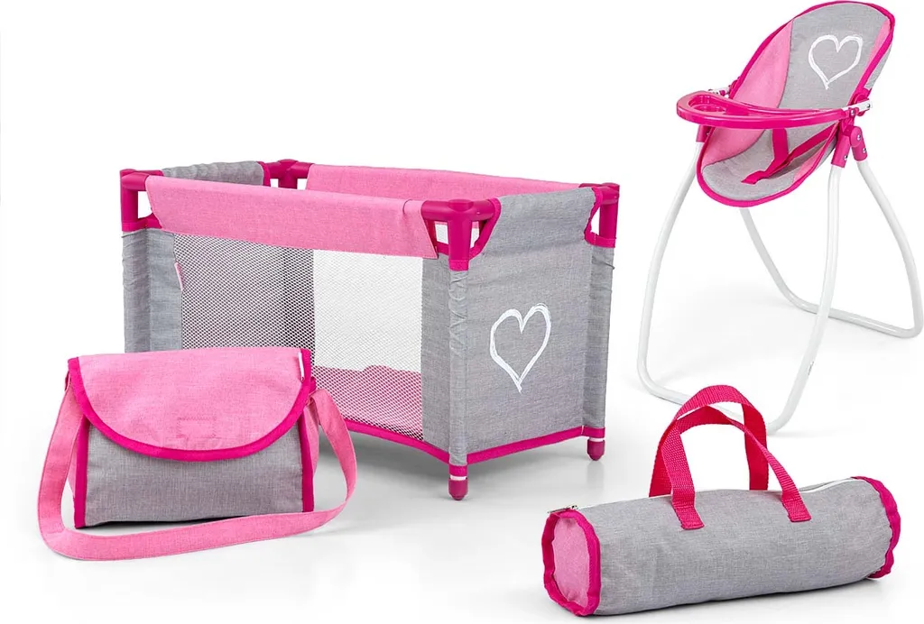 Poussette et Lit pour Poupée Milly Mally Elsa Prestige Rose Pastel