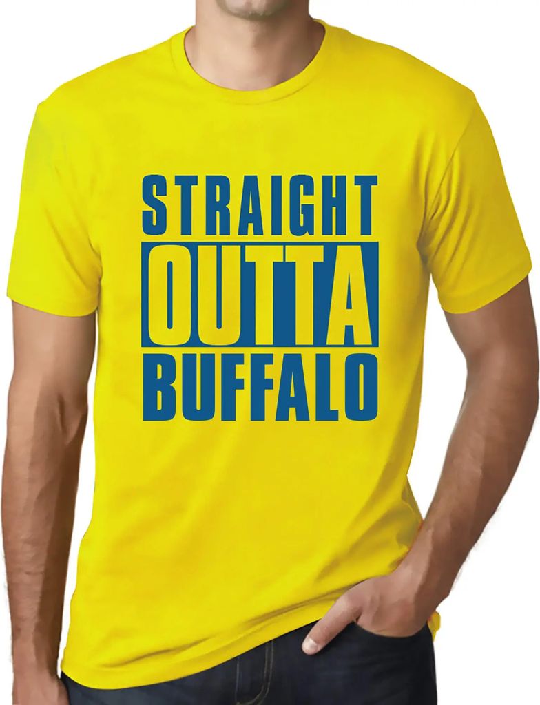 Herren Grafik T-Shirt Direkt aus Büffel – Straight Outta Buffalo – Öko-Verantwortlich Vintage Jahrgang Kurzarm Lustige Druck Geburtstag Gesch...