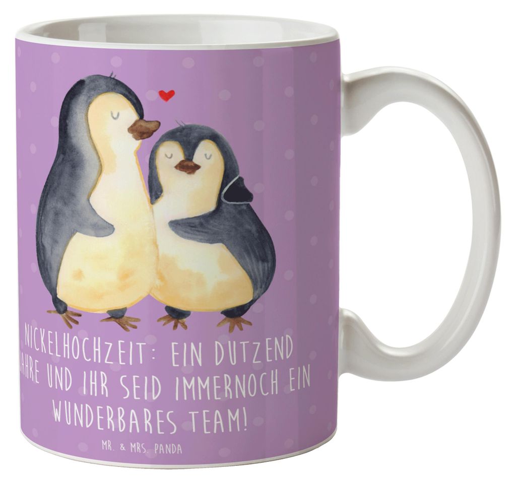 Mr. & Mrs. Panda Becher 12. Hochzeitstag Nickelhochzeit - Lavendeltraum - Geschenk, Kaffeebecher, Pott, Widerstandsfähigkeit, Heiraten, Kaffeetass...