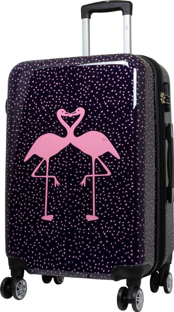 Hartschalen-Koffer Mittelgroßer Reisekoffer Flamingo 67 cm Motivkoffer Dehnfalte