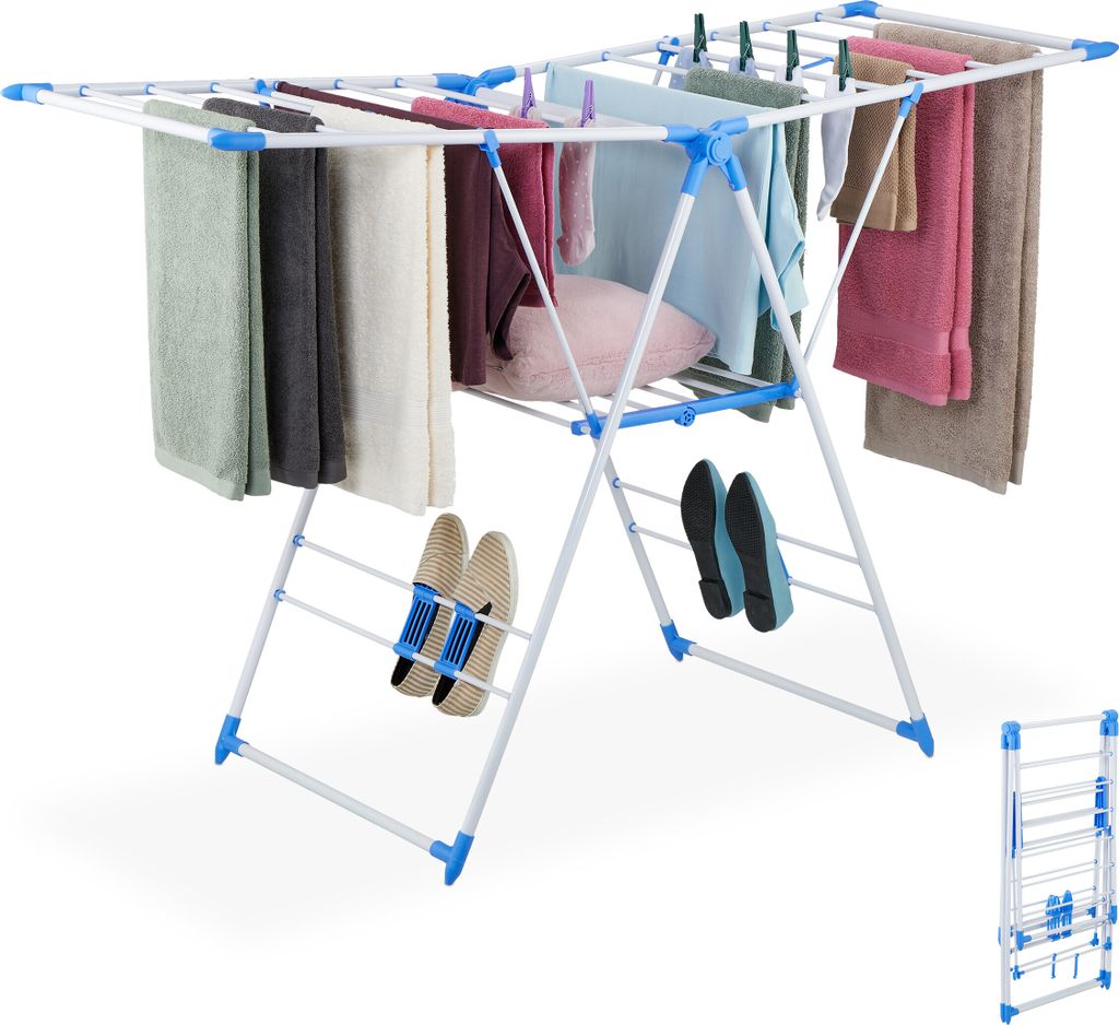 relaxdays Wäscheständer klappbar mit Flügeln