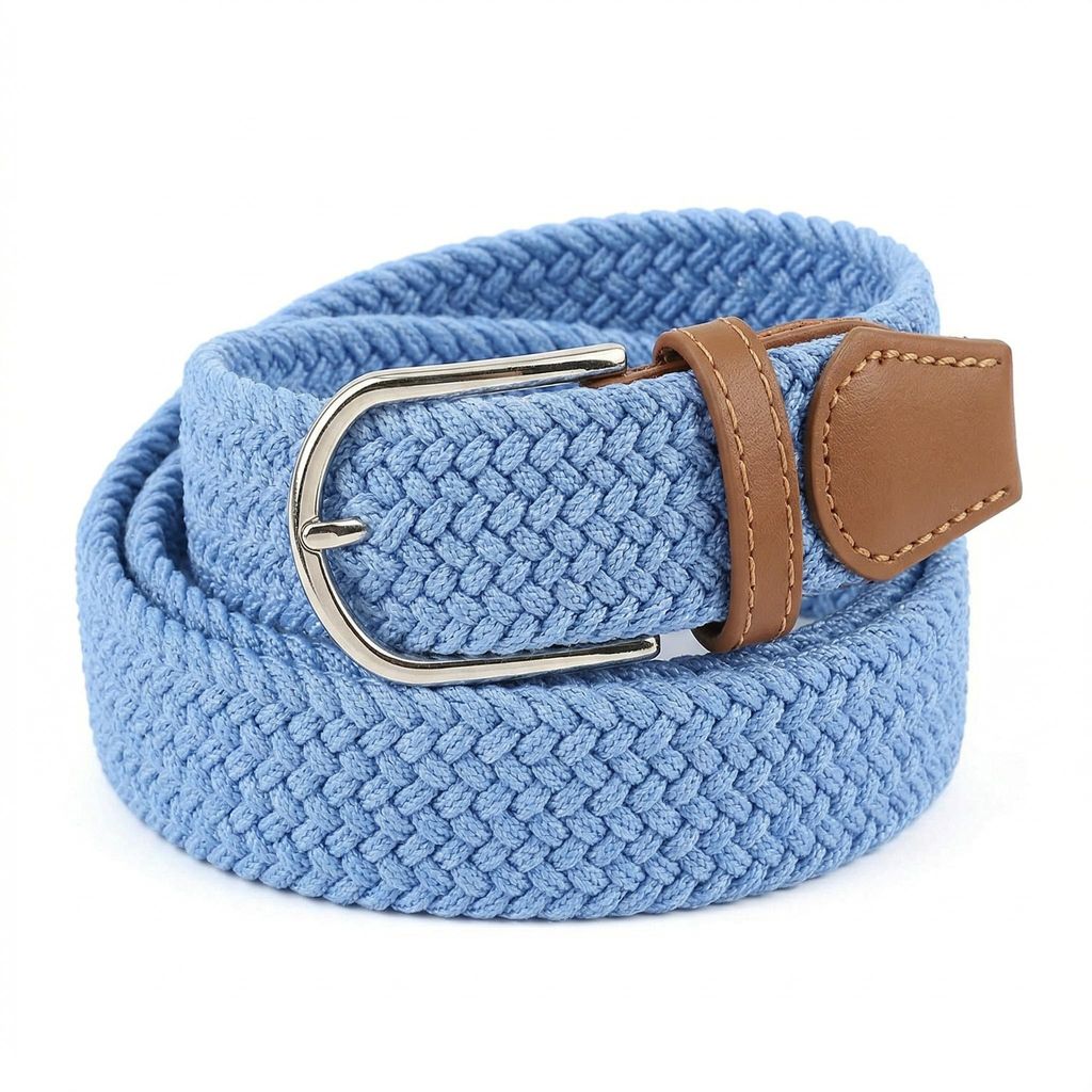 Elastischer Flechtgürtel in Sky Blue – Stufenloser Stretchgürtel für Damen & Herren